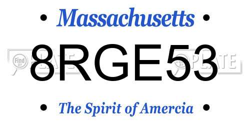 8RGE53 Massachusetts License Plate