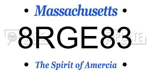 8RGE83 Massachusetts License Plate