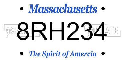 8RH234 Massachusetts License Plate