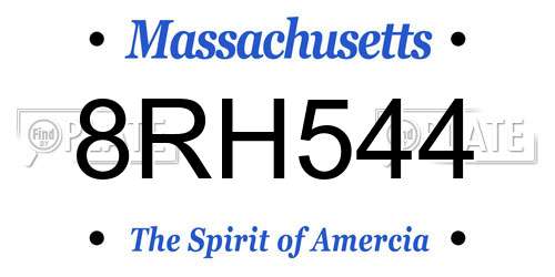 8RH544 Massachusetts License Plate