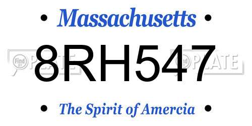 8RH547 Massachusetts License Plate