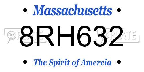 8RH632 Massachusetts License Plate
