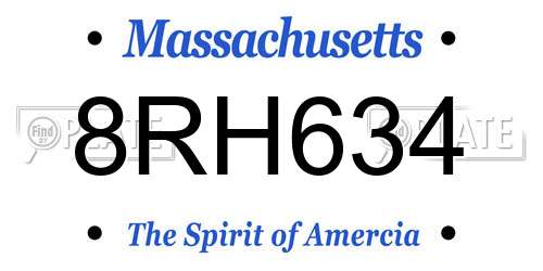 8RH634 Massachusetts License Plate