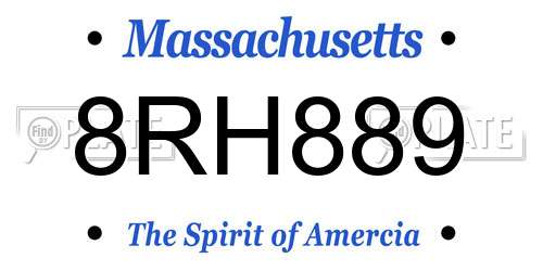 8RH889 Massachusetts License Plate