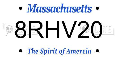 8RHV20 Massachusetts License Plate
