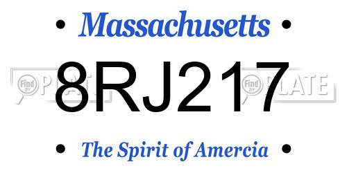 8RJ217 Massachusetts License Plate