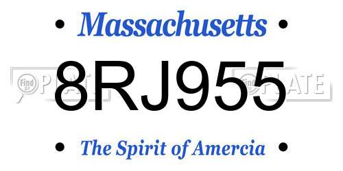8RJ955 Massachusetts License Plate