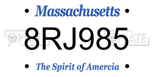 8RJ985 Massachusetts License Plate