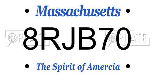 8RJB70 Massachusetts License Plate