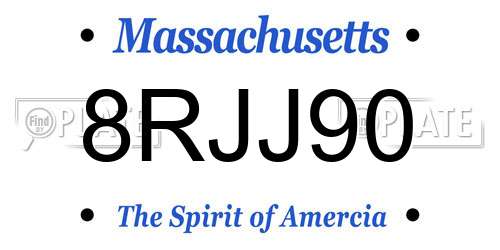 8RJJ90 Massachusetts License Plate