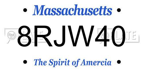 8RJW40 Massachusetts License Plate