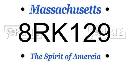 8RK129 Massachusetts License Plate