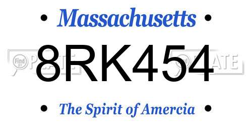 8RK454 Massachusetts License Plate