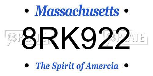 8RK922 Massachusetts License Plate