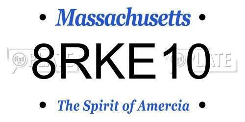 8RKE10 Massachusetts License Plate