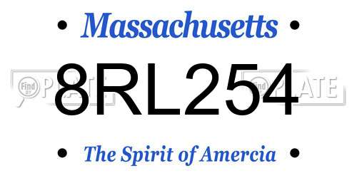 8RL254 Massachusetts License Plate