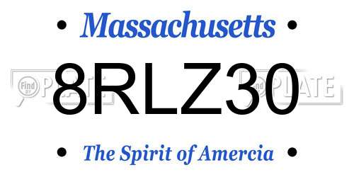 8RLZ30 Massachusetts License Plate