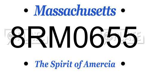8RM0655 Massachusetts License Plate