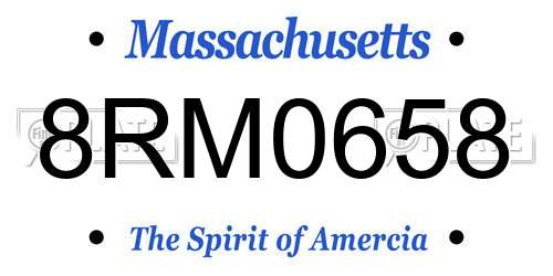 8RM0658 Massachusetts License Plate