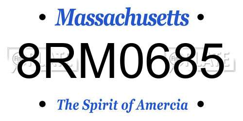 8RM0685 Massachusetts License Plate