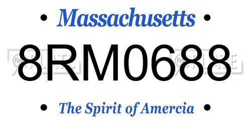 8RM0688 Massachusetts License Plate