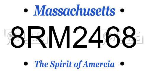8RM2468 Massachusetts License Plate