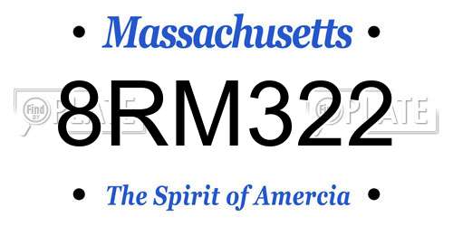 8RM322 Massachusetts License Plate