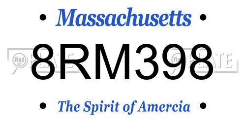 8RM398 Massachusetts License Plate