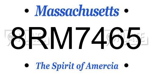 8RM7465 Massachusetts License Plate