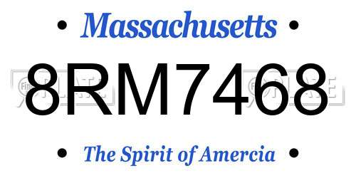 8RM7468 Massachusetts License Plate