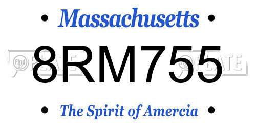8RM755 Massachusetts License Plate