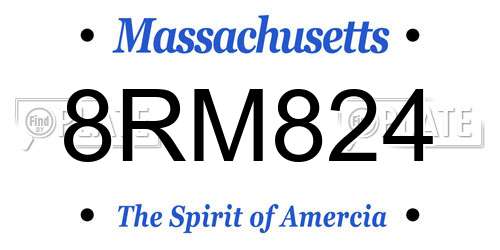 8RM824 Massachusetts License Plate