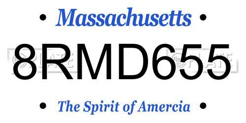 8RMD655 Massachusetts License Plate