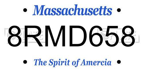 8RMD658 Massachusetts License Plate