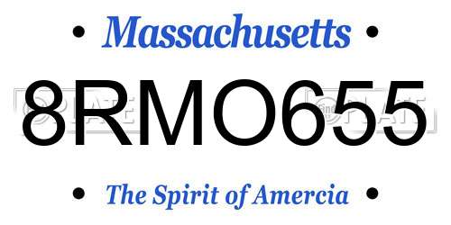 8RMO655 Massachusetts License Plate