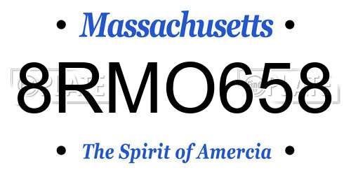 8RMO658 Massachusetts License Plate