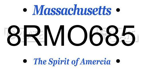 8RMO685 Massachusetts License Plate