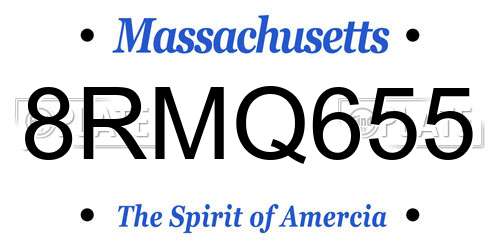 8RMQ655 Massachusetts License Plate