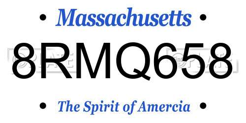 8RMQ658 Massachusetts License Plate