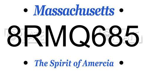 8RMQ685 Massachusetts License Plate
