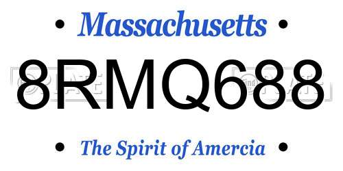 8RMQ688 Massachusetts License Plate