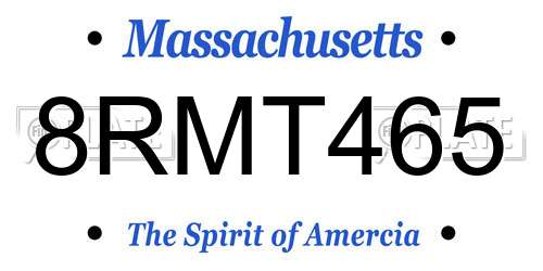 8RMT465 Massachusetts License Plate