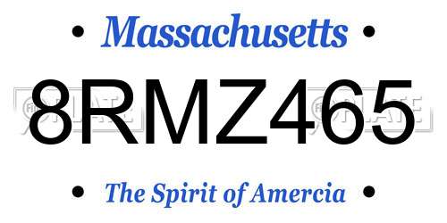 8RMZ465 Massachusetts License Plate