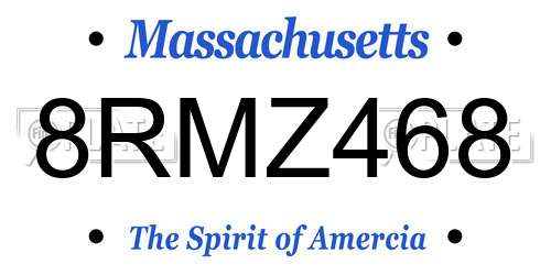 8RMZ468 Massachusetts License Plate