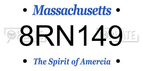 8RN149 Massachusetts License Plate