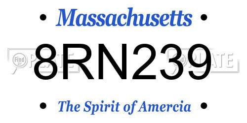 8RN239 Massachusetts License Plate