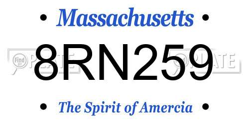 8RN259 Massachusetts License Plate