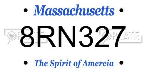 8RN327 Massachusetts License Plate