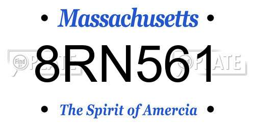 8RN561 Massachusetts License Plate