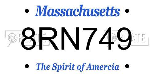 8RN749 Massachusetts License Plate